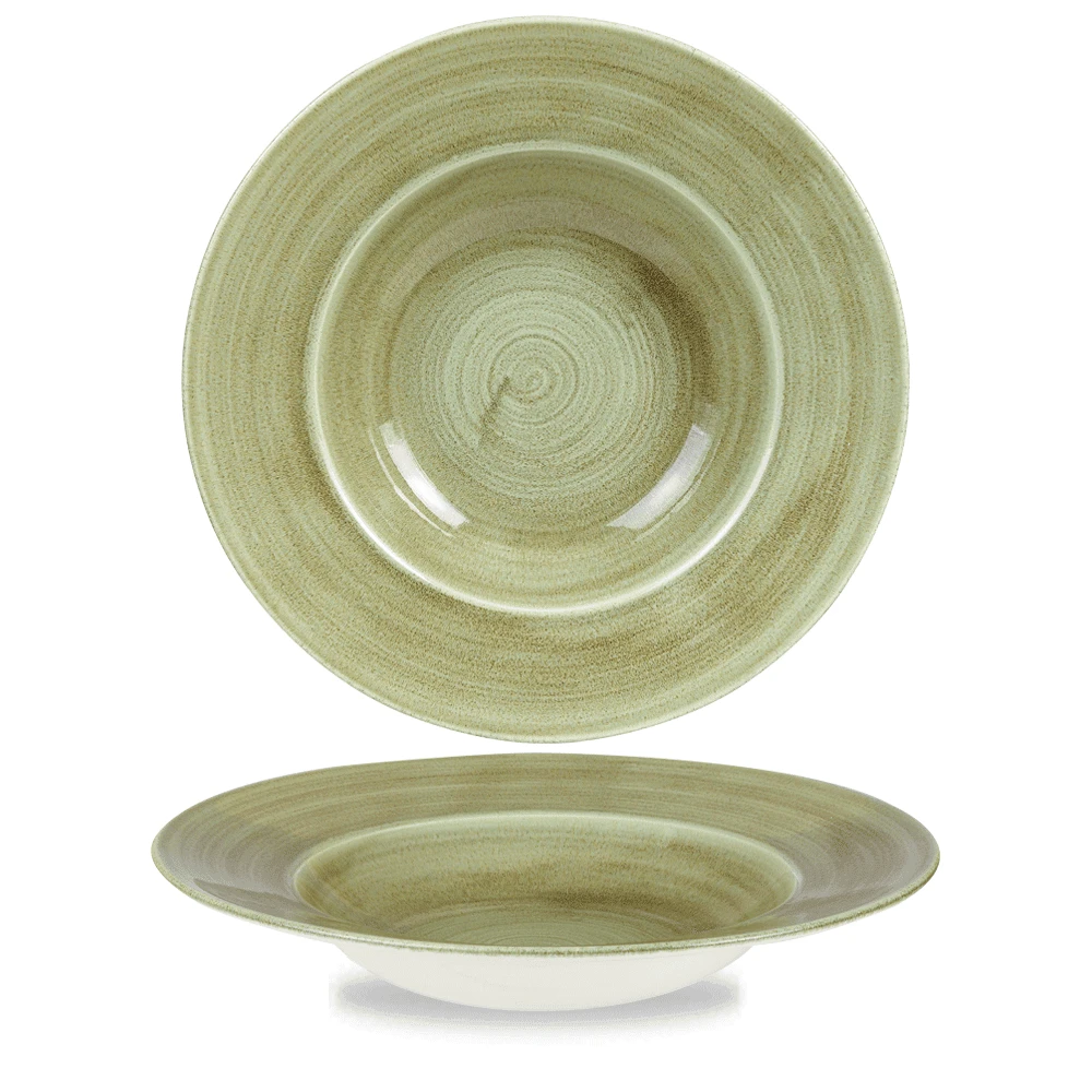Churchill China Patina Wide Rim Bowl 11" (28cm) / 16.5oz Burnished Green (Box Of 12) 3 Churchill China Patina Wide Rim Bowl 11" (28cm) / 16.5oz Burnished Green (Box Of 12)