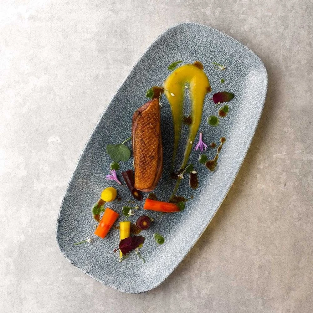 Churchill China Raku Oblong Plate 34.9 X 18.4cm Topaz Blue (Box Of 12) 4 Churchill China Raku Oblong Plate 34.9 X 18.4cm Topaz Blue (Box Of 12) - Image 2