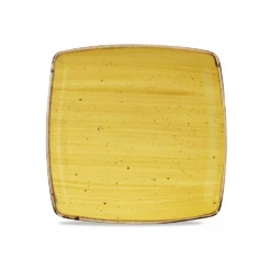 Churchill China Stonecast Deep Square Plate 26.8cm (10.5") Mustard (Box Of 12)