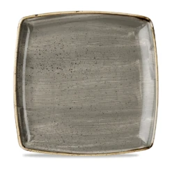 Churchill China Stonecast Deep Square Plate 26.8cm (10.5") Peppercorn (Box Of 12)