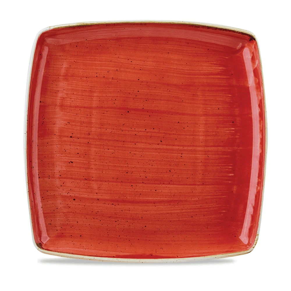 Churchill China Stonecast Deep Square Plate 26.8cm (10.5") Red Berry (Box Of 12) 3 Churchill China Stonecast Deep Square Plate 26.8cm (10.5") Red Berry (Box Of 12)