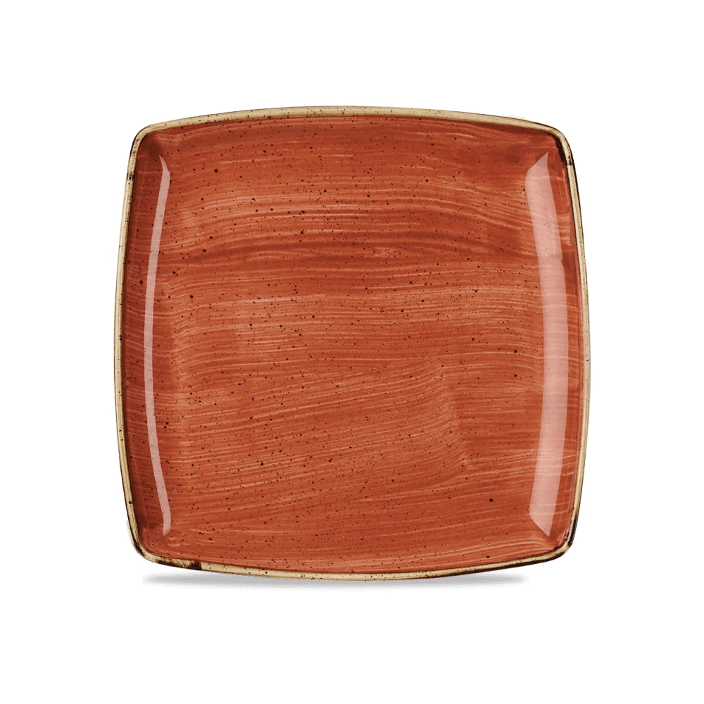 Churchill China Stonecast Deep Square Plate 26.8cm (10.5") Spiced Orange (Box Of 12) 3 Churchill China Stonecast Deep Square Plate 26.8cm (10.5") Spiced Orange (Box Of 12)