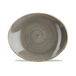 Churchill China Stonecast Oval Plate 19.2cm (7.75") Peppercorn (Box Of 12)