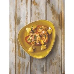 Churchill China Stonecast Triangle Plate 22.9cm (9") Mustard (Box Of 12) -Kitchen Store churchill china stonecast triangle plate 22 9cm 9 mustard box of 12 p2254 12378 image