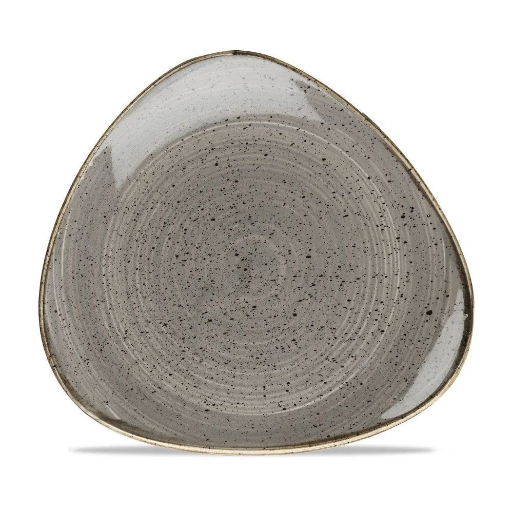 Churchill China Stonecast Triangle Plate 22.9cm (9") Peppercorn (Box Of 12) 3 Churchill China Stonecast Triangle Plate 22.9cm (9") Peppercorn (Box Of 12)